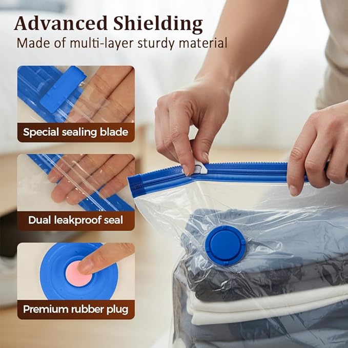 10 Pack Vacuum Storage Bags with Electric Pump, Vacuum Seal Bags for Clothes and Travel, Compression for Comforters and Blankets, Sealer Clothes Storage, with Electric Pump (80 * 100cm)