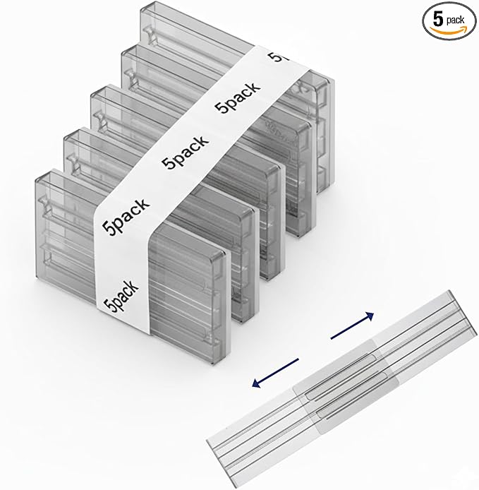 Smoke Grey Clear Drawer Dividers - 5 Pack Semi-Transparent Adjustable Plastic Separators with Residue-Free Adhesive - Non-Slip Organizer for Dresser, Office Desk, Kitchen & Tool Box (3" High)
