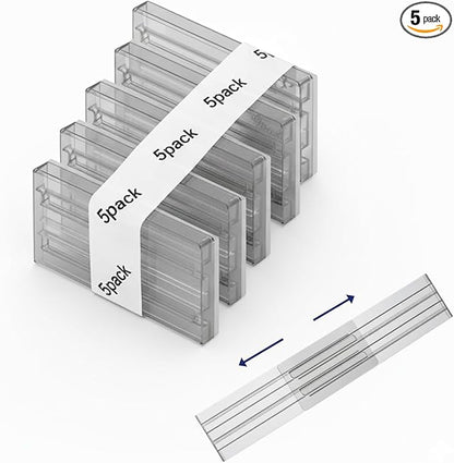 Smoke Grey Clear Drawer Dividers - 5 Pack Semi-Transparent Adjustable Plastic Separators with Residue-Free Adhesive - Non-Slip Organizer for Dresser, Office Desk, Kitchen & Tool Box (3" High)