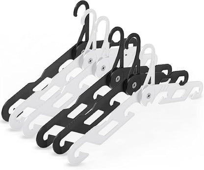 NICEDACK Premium Travel Hangers, Portable Folding Clothes Hangers, Super Bearing Collapsible Hanger Foldable Clothes Drying Rack for Travel, Indoor and Outdoor Use(3 White + 3 Black)