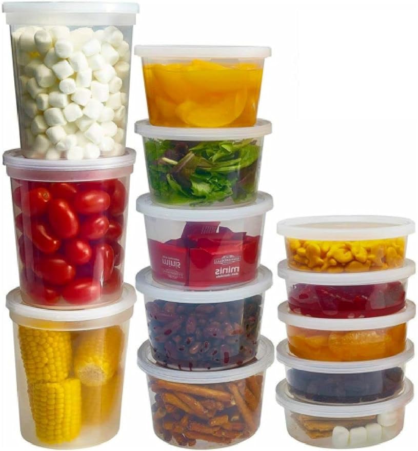 RiverBlue TSHomeGoods Deli Food Storage Containers With Lids,Freezer Safe,Microwaveable,Meal Prep,Airtight Lids,Take Out,Disposable,Leak Proof,Buffets,Stackable,Variety Combination Sizes (44 Pack)