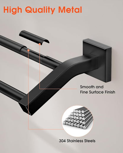 Alise Double Bath Towel Bars Towel Racks for Bathroom,Wall Mount Towel Holder Heavy Duty SUS304 Stainless Steel Towel Hanger Rail,Matte Black,28-Inch
