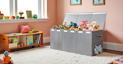Extra Large Toy Storage Organizer with Lid, Large Toy Box Collapsible Toy Chest Storage Box Design - Toys Bin with Dividers for Kids, Nursery, Bedroom, Playroom-40 x16 x14''