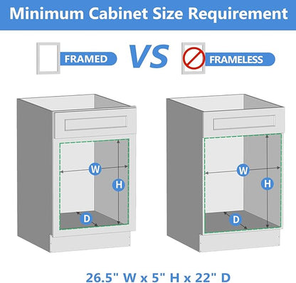 ROOMTEC Pull Out Cabinet Drawer for Kitchen Cabinets 25.5" W x 21" D, Pull Out Cabinet Organizer, Bottom Assembly, Requires At Least 26.5” Cabinet Opening
