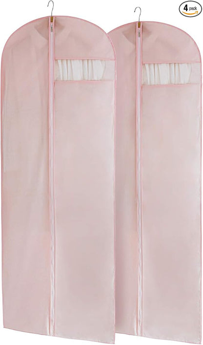 Pink Dress Bags for Gowns Long, 65'' Long Dress Clear Garment Bag(Set of 2, 23.3'' X 65'')