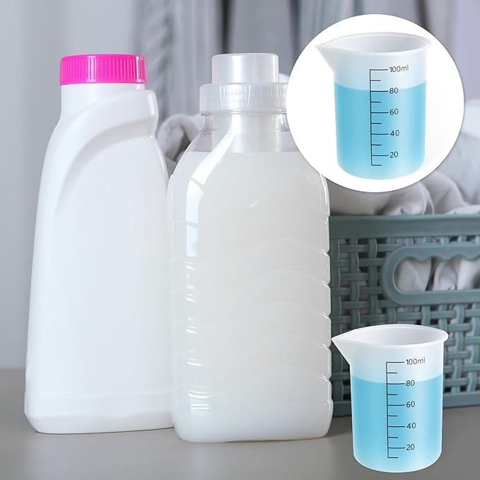 2pcs Silicone Laundry Detergent Measuring Cup Laundry Measuring Cup, Double-Sided Scale Silicone Dispenser Cups Reusable for Liquid Flexible Washable Liquid Detergent Cups for Home Dormitory Hotel
