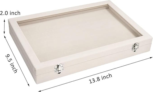 Rings Organizer Tray 100 Slot Velvet Ring Earring Storage Box TranSparent Cover Jewelry Store Ring Display Box Jewelry Display Cabinet for Girl Wife Mother