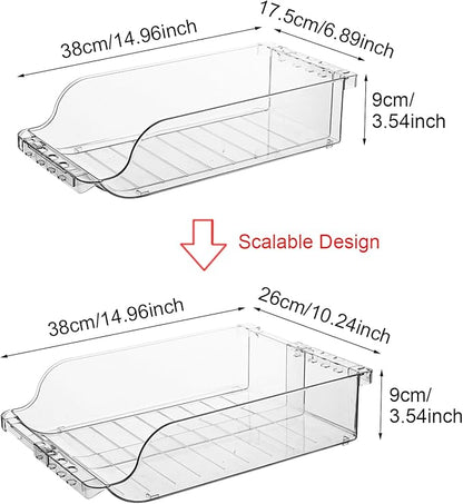 Soda Can Organizer for Refrigerator, Fridge Organizer Bins Drink Organizer, Clear Width Adjustable Stackable Can Holder Dispenser for Beer Soda Seltzer Pop Can Soda