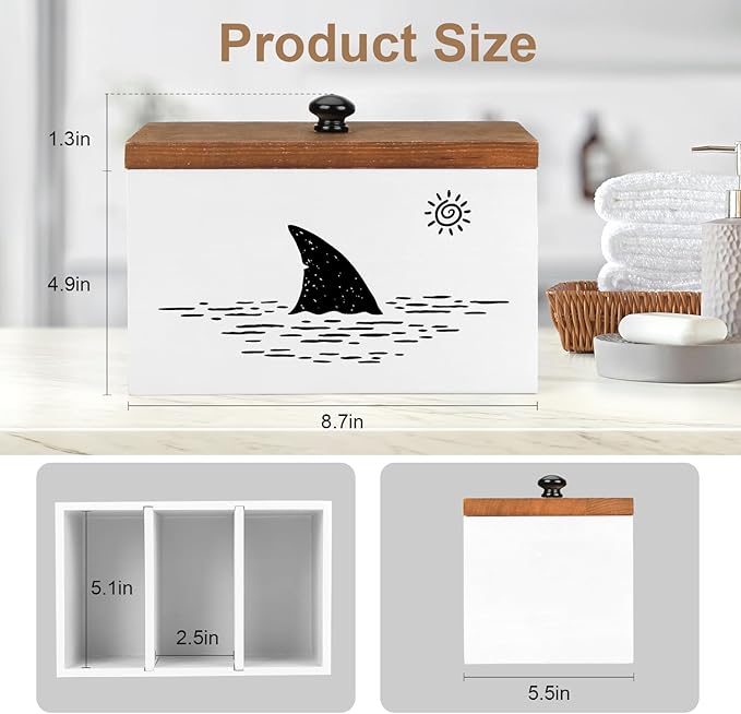 Tampon Holder for Bathroom,White Feminine Product Organizer,Girl Stuff Box for Bathroom,Pad and Tampon Organizer for Bathroom,Pad Holder for Bathroom,Shark Week Bathroom Organizer,Bathroom Accessories