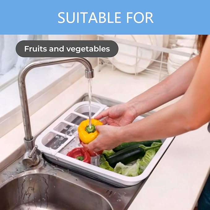 Collapsible Drying Basket & Portable Dish Drying Rack – Comes with 6 Kitchen Scouring Pads, Ideal for Kitchen, RV, Camper and Travel Trailer