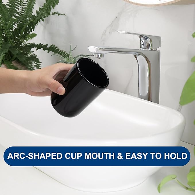 UHEY HOME Bathroom Tumbler Cup Ceramic 12.6oz Reusable Toothbrush Cup 375ml,Toothbrush Holder for Your Bathroom (Black)