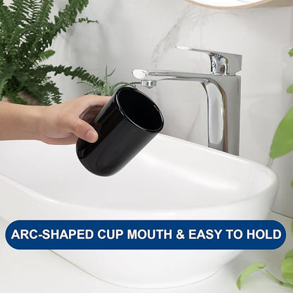 UHEY HOME Bathroom Tumbler Cup Ceramic 12.6oz Reusable Toothbrush Cup 375ml,Toothbrush Holder for Your Bathroom (Black)