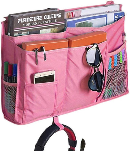 Bunk Bed Organizer - Bedside Storage Caddy with Pocket, Hanging Organizer for Camp, Dorm, Room, Hospital Bed Rail and More (Pink)