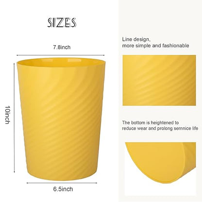 UUJOLY Plastic Small Trash Can Wastebasket, Garbage Container Basket for Bathrooms, Laundry Room, Kitchens, Offices, Kids Rooms, Dorms, (Yellow, 1.8 Gallon)