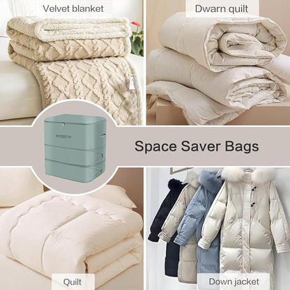 Space Saving Self Compression Organizer,Compression Storage Bags for Bedding and travel,Storage bags for Blankets Duvet Quilts Pillows, Comforter Storage with zippered ventilation holes（Green XL）