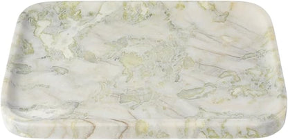 Karibiber Marble Vanity Tray, Large Stone Bathroom Tray for Countertop, 14'' African Gem Genuine Marble Decorative Tray for Dresser, Green Kitchen Trays for Counter,Perfume Storage, Non-Resin/Ceramic