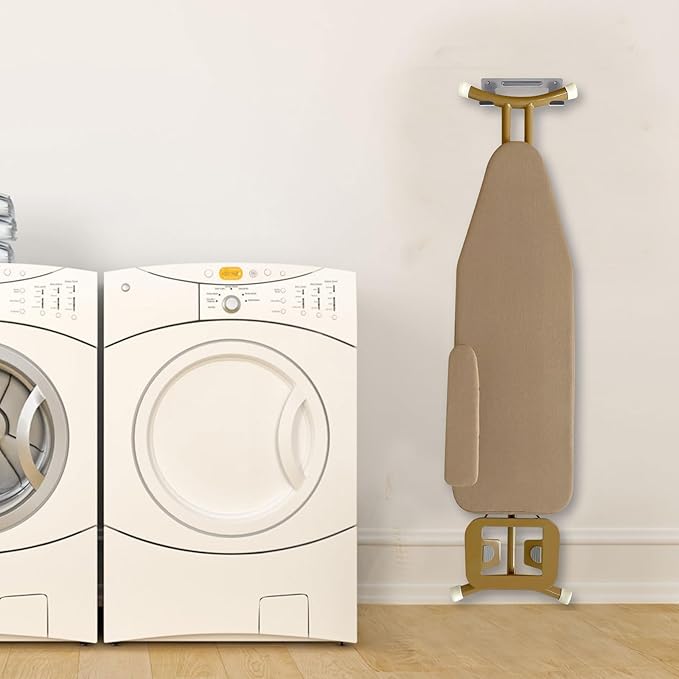 TOYANDONA Ironing Board Wall Mount with Double Metal Hooks, Gray Foldable Space-Saving Holder for Laundry Room Storage and Organization