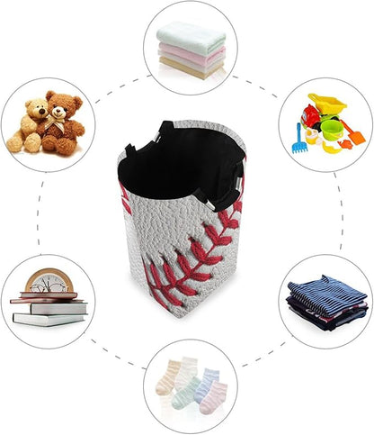 Laundry Hamper Basket Baseball Close-up White Storage Basket Collapsible Laundry Bag with Handle Nursery Hamper Blanket Basket for Kids Room Dirty Cloth College Dorm
