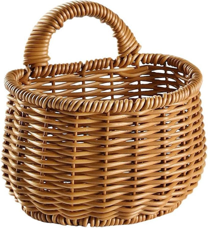 Cabilock Hanging Woven Storage Basket for Kitchen Decorative Garlic and Ginger Organizer Rattan Egg Holder Wall-Mounted Basket for Home Capacity Easy to Clean