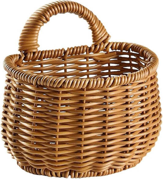 Cabilock Hanging Woven Storage Basket for Kitchen Decorative Garlic and Ginger Organizer Rattan Egg Holder Wall-Mounted Basket for Home Capacity Easy to Clean