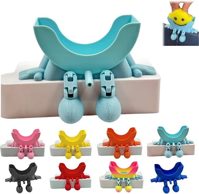 Sponge Holder for Scrub with Drainage, Smiley Sponge Holder for Sink, Keeps Your Sponge Dry, Smiling 3D Printed Holder Funny Sponges Holder for Daddy & Mummy, Kitchen Countertop Sink Draining (B#)