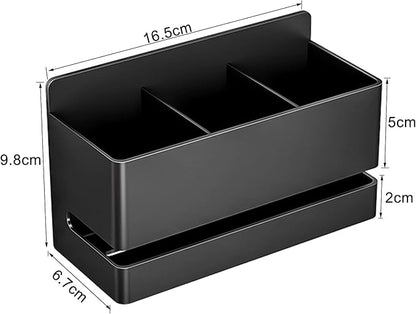 YESENT Aluminum Electric Toothbrush Holder - Bathroom Wall Mounted Toothbrush Holder (Black, Three Slot)