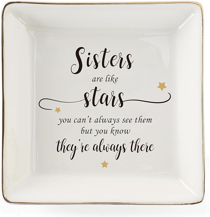 HOME SMILE Sister are Like Stars Gifts,Sister Ring Dish,Valentine Birthday Gifts for Sister from Sister, Good Friends Bestie Gifts for Women Her Long Distance