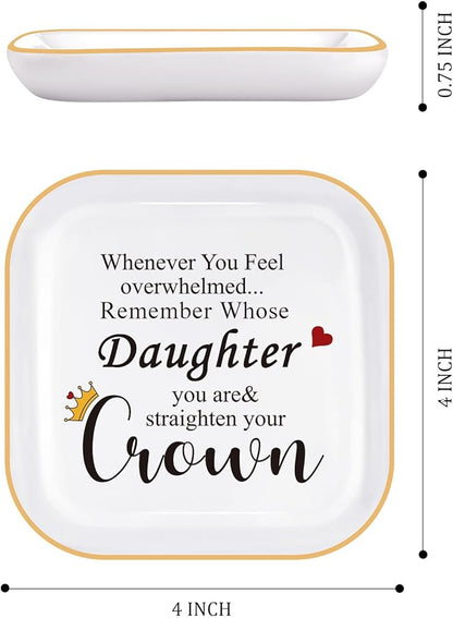 Mom's Jewelry Holder - Remember Whose Daughter You Are - Straighten Your Crown - Gifts for Daughter's Graduation, Wedding, Mother's Day, Valentine's Day