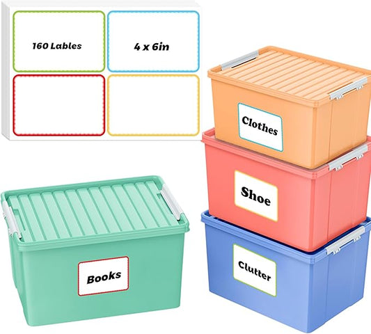 WSICSE 160 Pcs Labels for Storage Bins,6 X 4 Inch Storage Bin Labels Large Removable Labels Easy Peel Off for School Business Home