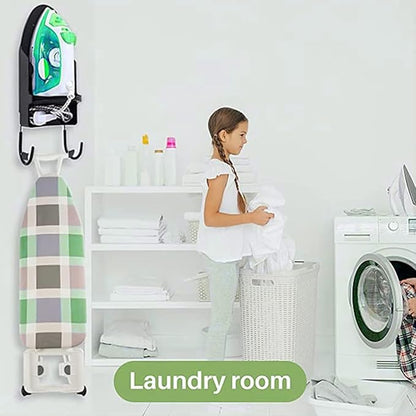 Wall-Mounted Ironing Board Hanger, Heat Resistant Iron Holder for Household & Bathroom