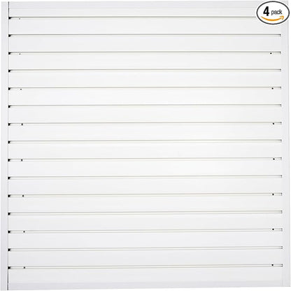Slatwall Panel Garage Organizer Heavy Duty Wall Mounted, PVC Slat Panels Home Storage System, Tool Organization Peg Board 4ft by 4ft (White)