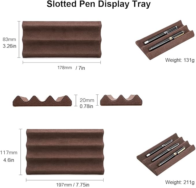 EURYNOME Genuine Leather Pen Display Case, Personalized Pen Stand for Desk