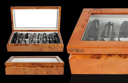 OYOBox Maxi Luxury Eyewear Organizer, Lacquered Wood Box for Glasses + Sunglasses