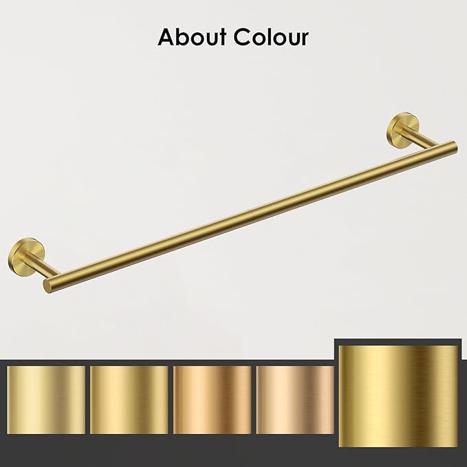 FORIOUS Towel Bar Wall Mounted, Stainless Steel Towel Racks for Bathroom, Includes Wall Mounting Hardware (Brushed Gold, 14 Inch)