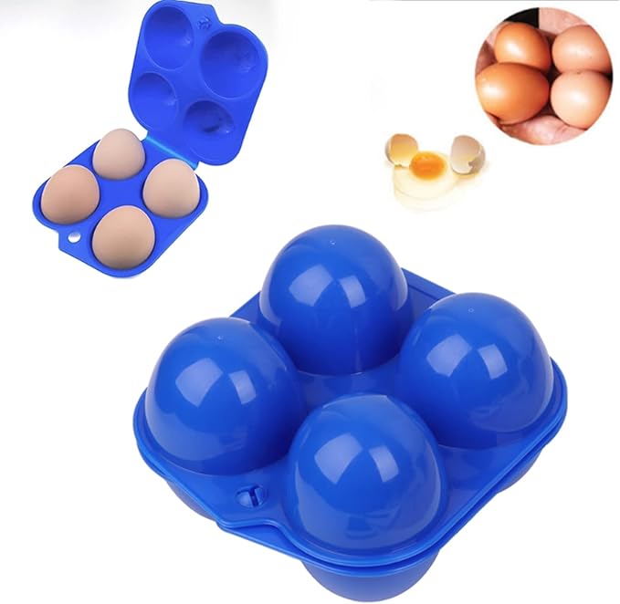 4 Grids Egg Holders, Egg Cartons For Refrigerator, Egg Storage Container, Shockproof Durable Refrigerator Egg Trays, Deviled Egg Tray Carrier with Lid, Egg Organizer Box for Fridge or Camping