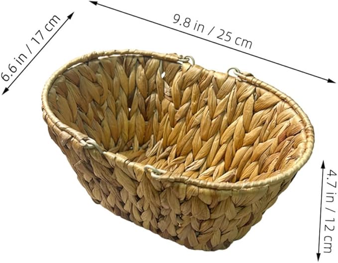 Woven Storage Basket Boho Decor Desktop Organizer Handle Storage Bins for Shelves