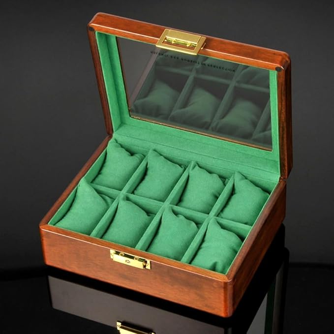 Solid Wood Watch Box 8 Slots With Glass Lid Walnut Collection Case For Men Women Luxury Wooden Display Organizer Storage Holder