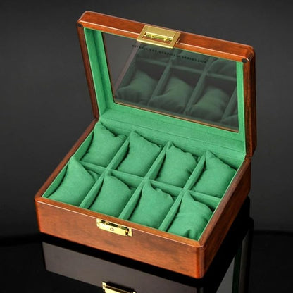 Solid Wood Watch Box 8 Slots With Glass Lid Walnut Collection Case For Men Women Luxury Wooden Display Organizer Storage Holder