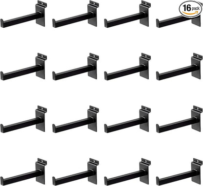 16 Pack Heavy Duty Tube Slatwall Shelf Brackets, Metal Tubular Slat Wall Brackets with Lip, Slatwall Accessories for Garage, Retail, and Home Storage (6 Inch)
