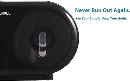 Twin Jumbo Toilet Roll Dispenser: Double 9 Inch Paper Holder Wall Mount with Key Lock for Commercial Office & Public Restrooms, Design by Modunful MD-902-Black