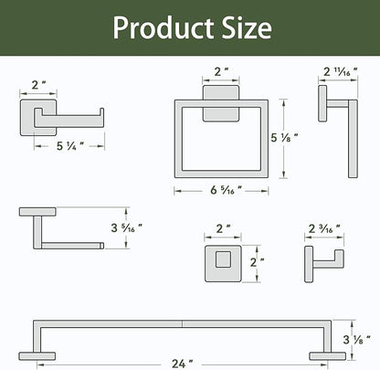10-Pieces Matte Black Bathroom Accessories Set, 24 Inch Bathroom Hardware Set, SUS304 Stainless Steel Bath Towel Bar Set, Towel Racks for Bathroom Wall Mounted