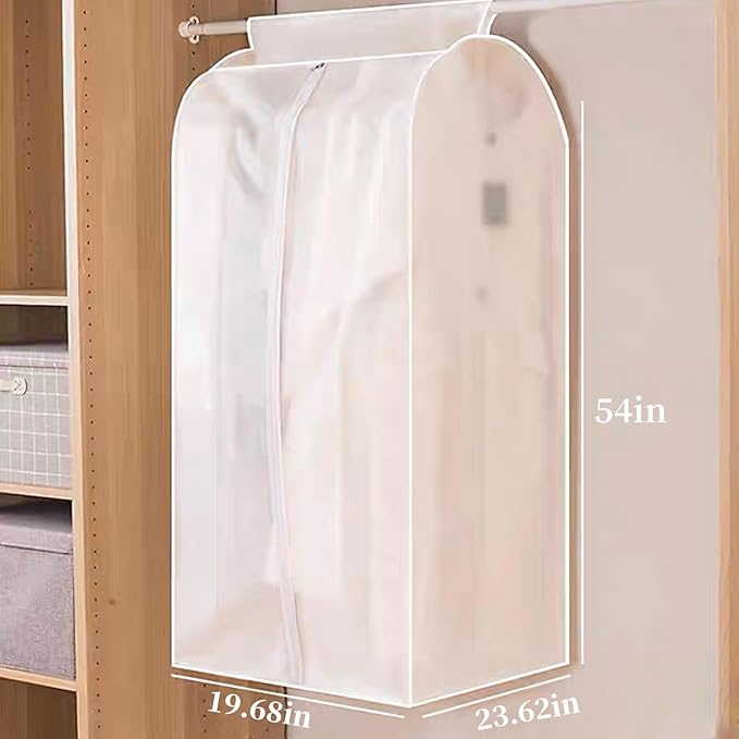 BAG WIZARD 54" Clear Garment Bags for Hanging Clothes, Suit Coat Cover for Closet Storage, Zipper Clothing Protector, Set of 2