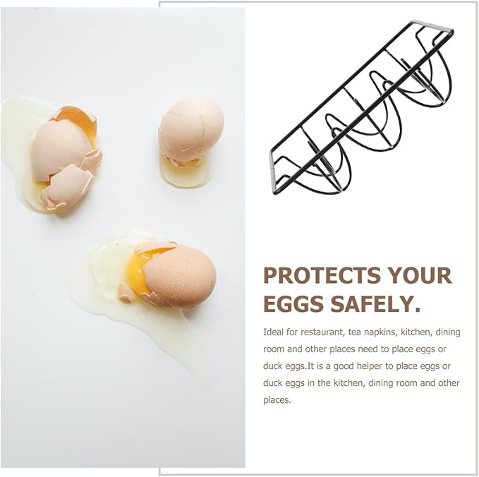 6 Compartment Wire Egg Holder Rack for Kitchen Refrigerator Storage and Display Compact 2.36X4.72X2.36 Inch Black Metal Egg Organizer