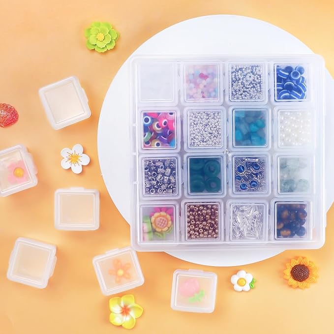 Eppingwin 16 Grids Bead Organizer, Craft Organizers and Storage, Acrylic Organizers, Plastic Bead Organizer Box for Crafts Organizing Storing