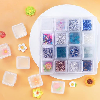 Eppingwin 16 Grids Bead Organizer, Craft Organizers and Storage, Acrylic Organizers, Plastic Bead Organizer Box for Crafts Organizing Storing