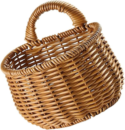 Decorative Woven Storage Basket for Garlic Ginger Eggs Wall-mounted Container Kitchen Organizer for Natural Home Decor