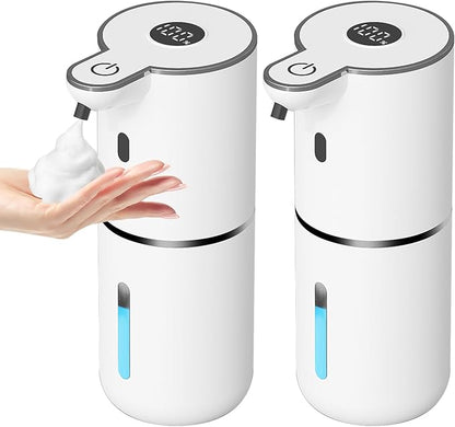 OHIFAST 2 Pack Automatic Foaming Soap Dispenser Touchless, USB Rechargeable Smart Hand Soap Dispenser, 6-Level Adjustable, 12.8oz/380mL Wall Mount for Bathroom Kitchen Dish Soap-White