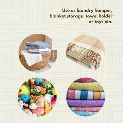 Small Storage Basket, Organizing, Storage, Wicker, Woven, With Lid, Handles, 12" Wide, 14" Tall (Colors Beige)