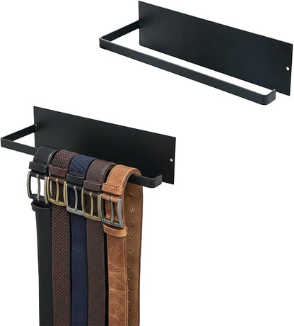 Lolytama 2pack Belt Hanger for Closet,Self Adhesive Belt Holder Organizer,Stainless Steel Belt Hanger Wall Mount,Tie Hanger for Closet for Belt, Scarves,Ties, Hats,Camisoles,Bras