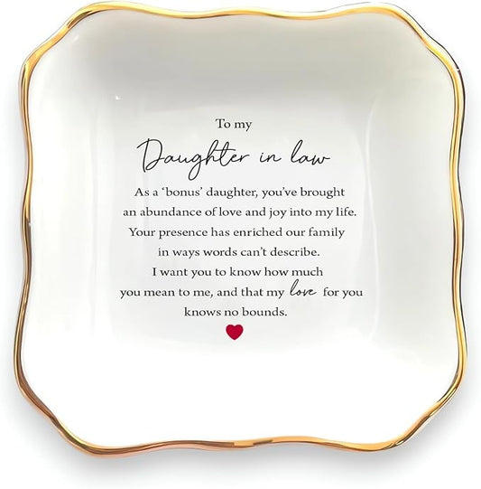 Mother In Law Gift: Ring Dish, Jewelry Dish for Daughter In Law's Birthday or Wedding